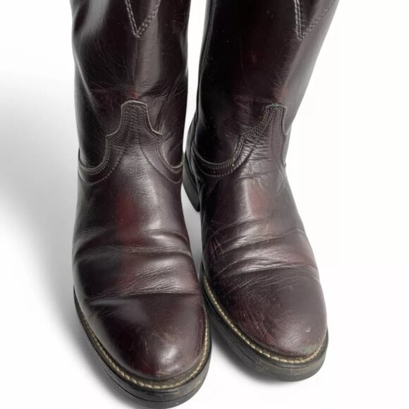 Laredo Burgundy Red Roper Leather Western Biker Cowboy Work Boots Women's 10 M - Picture 5 of 13